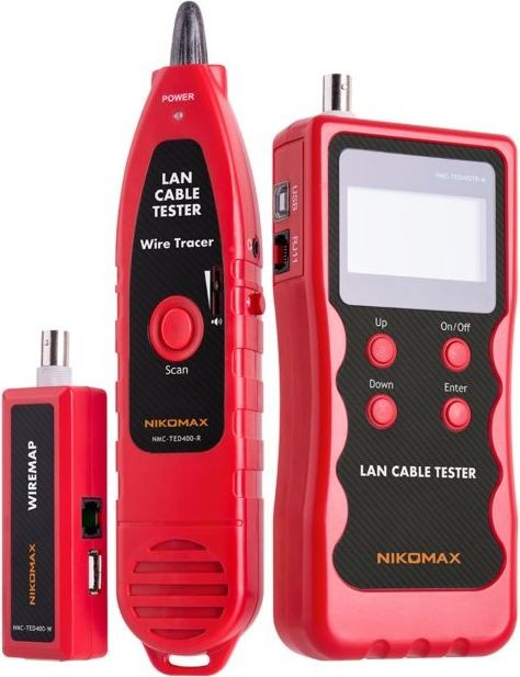 Кабельный тестер с LCD дисплеем, UTP/STP, RJ45, RJ12, RJ11, BNC, USB NIKOMAX NMC-TED400TR