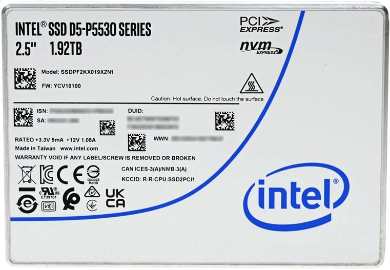 SSD накопитель 1.92TB Intel D5-P5530 (SSDPF2KX019XZN1)