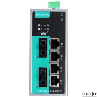 Неуправляемый коммутатор MOXA EDS-P206A-4PoE-MM-ST