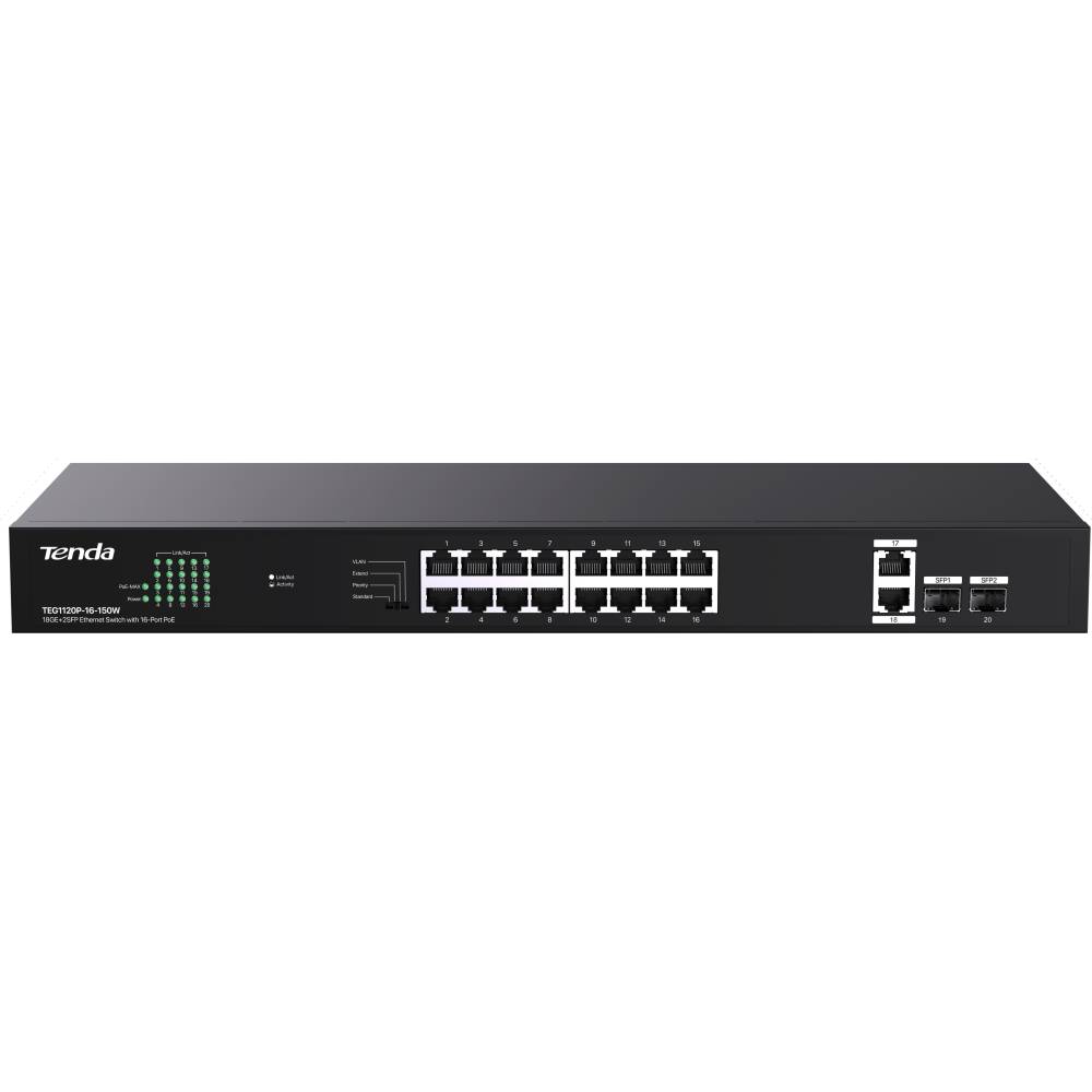Коммутатор Tenda TEG1120P-16-150W