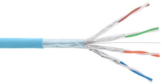 Кабель F/FTP 4 пары, категория 6а, одножильный, внутренний, 500м NIKOLAN NKL 4355C-IB