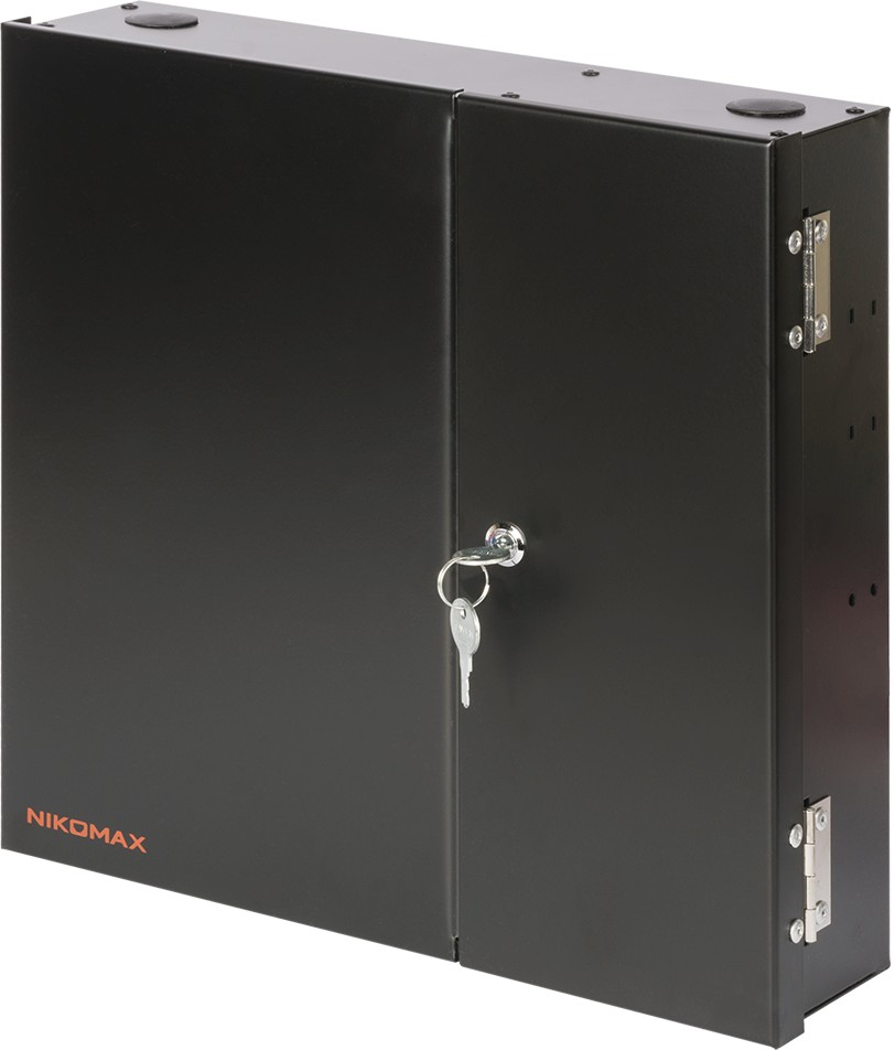 Оптический кросс настенный NIKOMAX, до 48 SC/LC портов или 24 FC/ST портов, NMF-WP48-BLANK-IB-P-BK