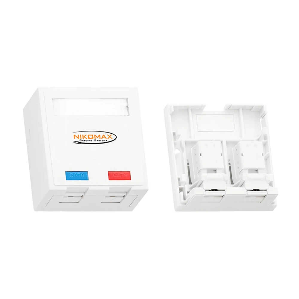 Настенная розетка, 2 порта, категория 5е, RJ45/8P8C, FT-TOOL/110/KRONE NIKOMAX NMC-WO2UD2-FT-ST-WT