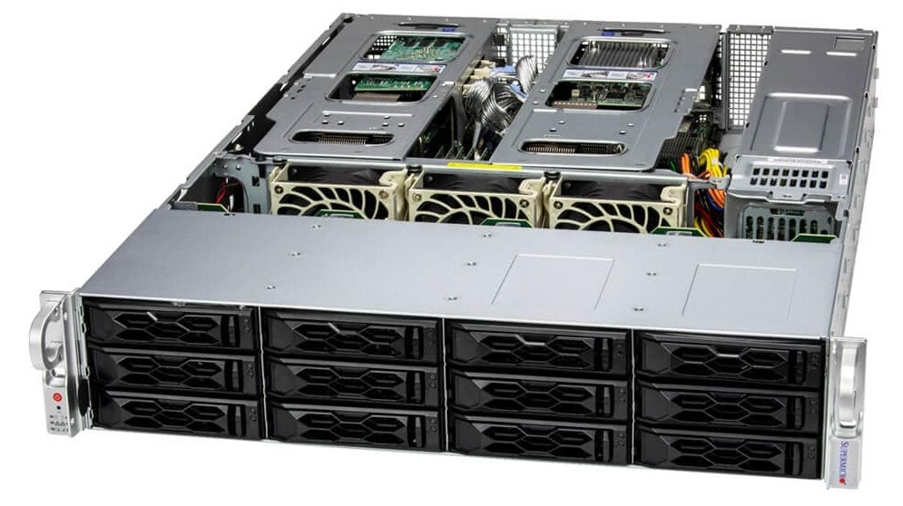 Сервер на базе Supermicro SYS-621C-TN12R · 2 × Xeon Gold 6421N · 256 ГБ · 12 × 16 ТБ HDD