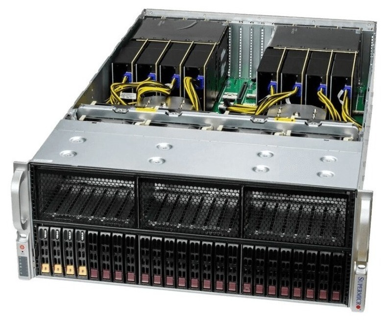 Сервер на базе Supermicro AS-4125GS-TNRT · 2 × AMD EPYC 9334 · 512 ГБ · 4 × 3.84 ТБ NVMe · 4 × L40S 48 ГБ