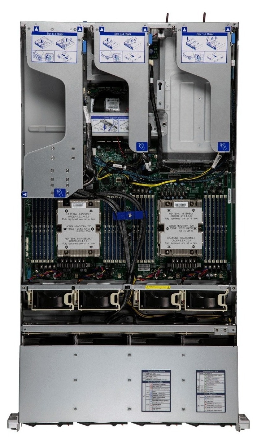 Сервер на базе Supermicro AS-2025HS-TNR · 2 × AMD EPYC 9124 · 256 ГБ · 2 × 2 ТБ NVMe · 2 × Arc Pro B70 32 ГБ
