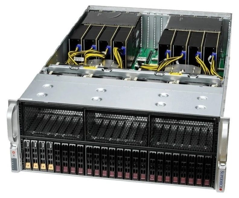 Сервер на базе Supermicro AS-4125GS-TNRT · 2 × AMD EPYC 9124 · 256 ГБ · 2 × 3.84 ТБ NVMe · 2 × RTX PRO 6000 Blackwell Max-Q 96 ГБ