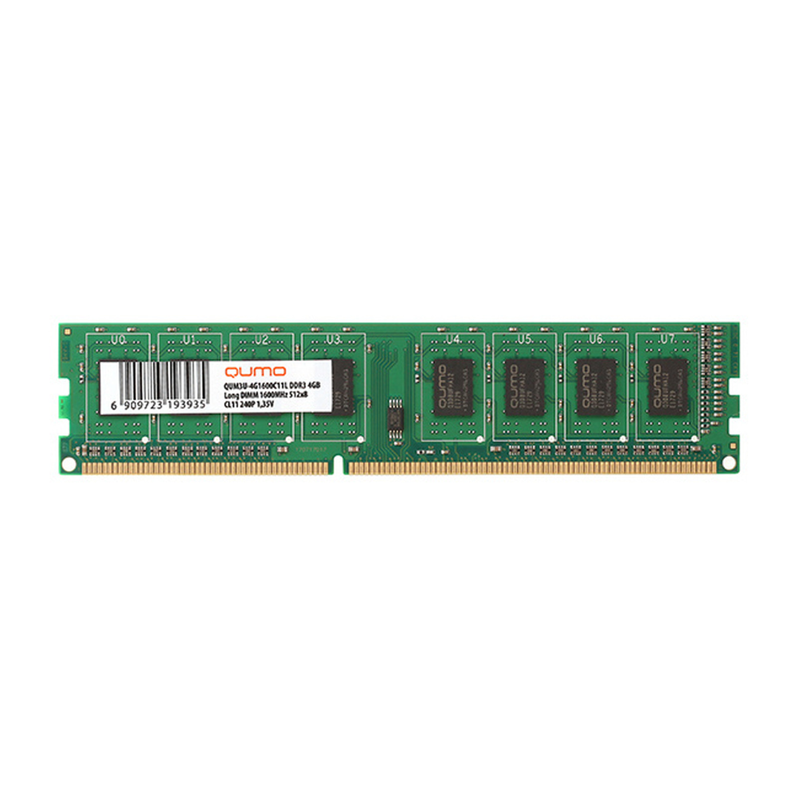 оперативная память DDR3L 8 ГБ (1×8 ГБ) Qumo QUM3U-8G1600C11L, 1600 МГц, [QUM3U-8G1600C11L]