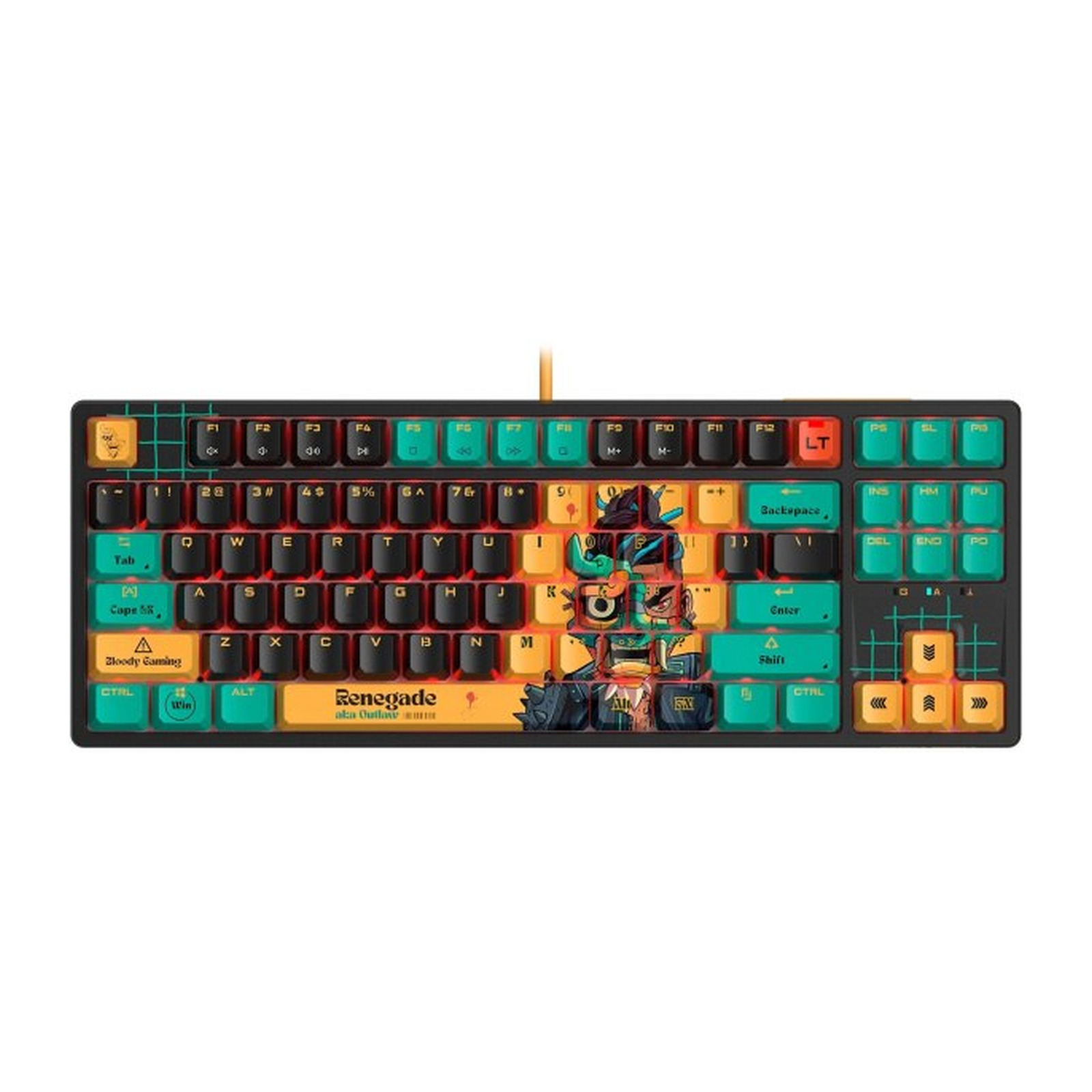 механическая клавиатура A4Tech Bloody AT87 Renegade, USB, Зеленый, Желтый, Черный [AT87]