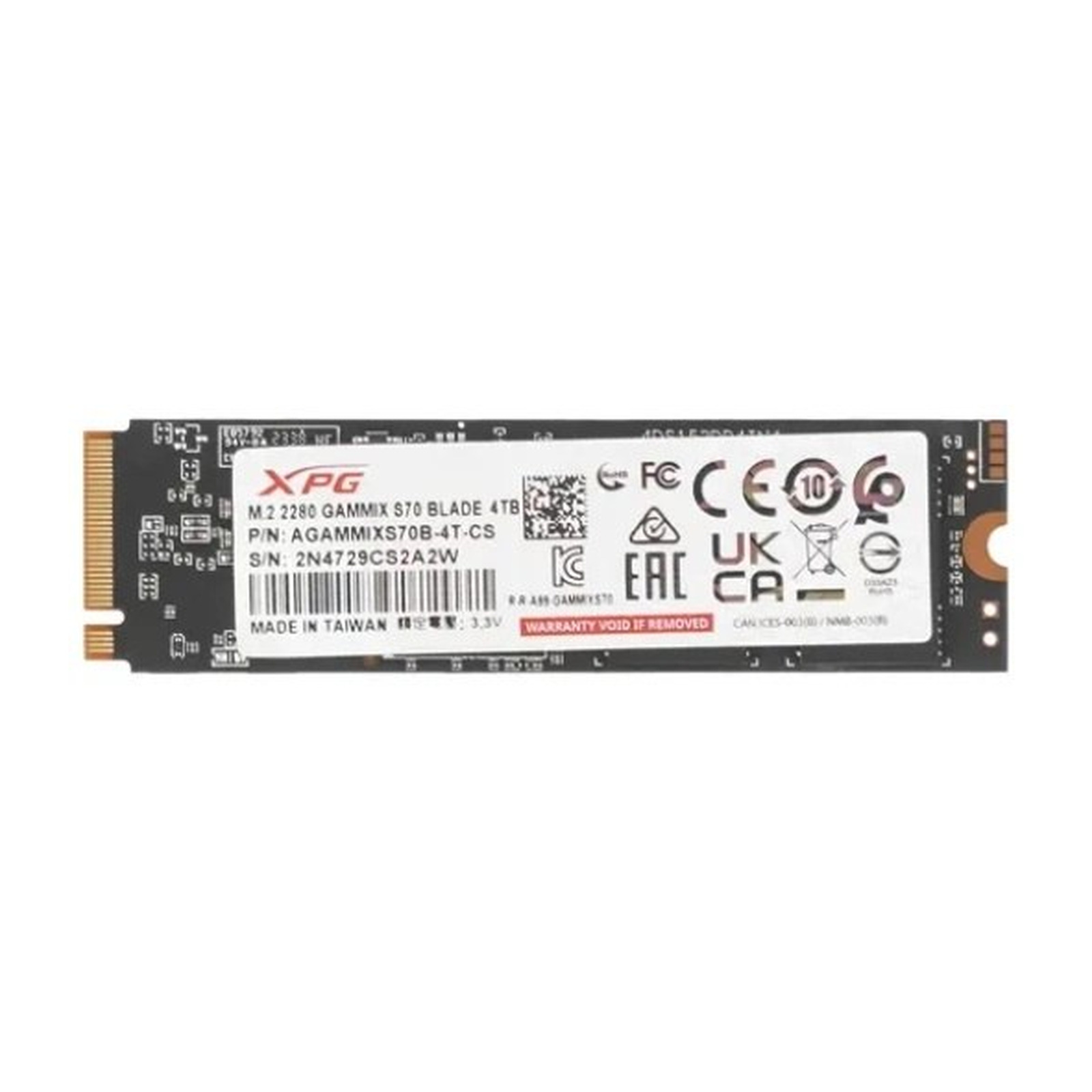 SSD накопитель 4096 ГБ ADATA AGAMMIXS70B-4T-CS, PCIe 4.0 x4, [AGAMMIXS70B-4T-CS]
