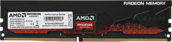 оперативная память DDR4 16 ГБ (1×16 ГБ) AMD R7S416G2606U2S, 2666 МГц, [R7S416G2606U2S]