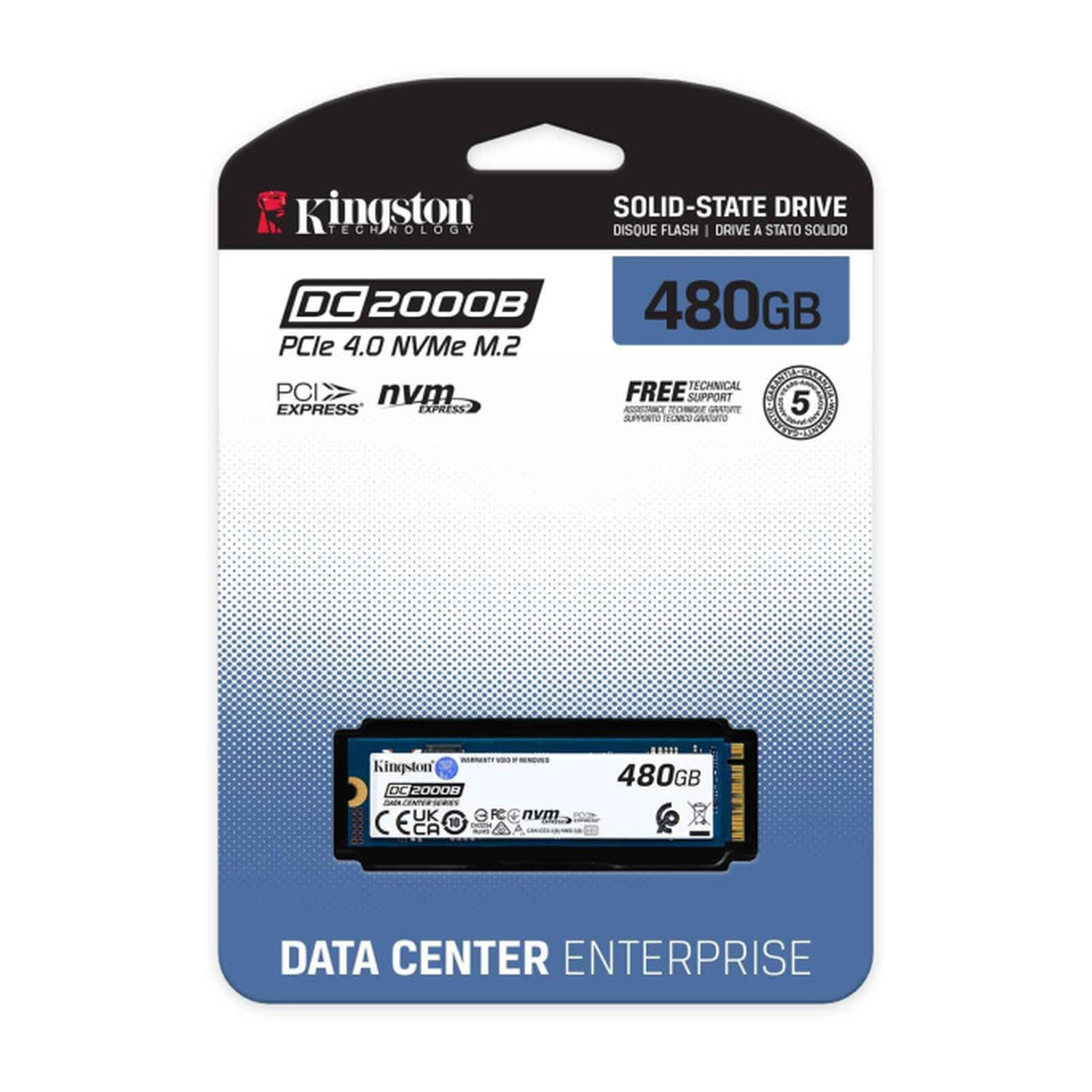 SSD накопитель 480 ГБ Kingston DC2000B, PCIe 4.0 x4, [SEDC2000BM8/480G]