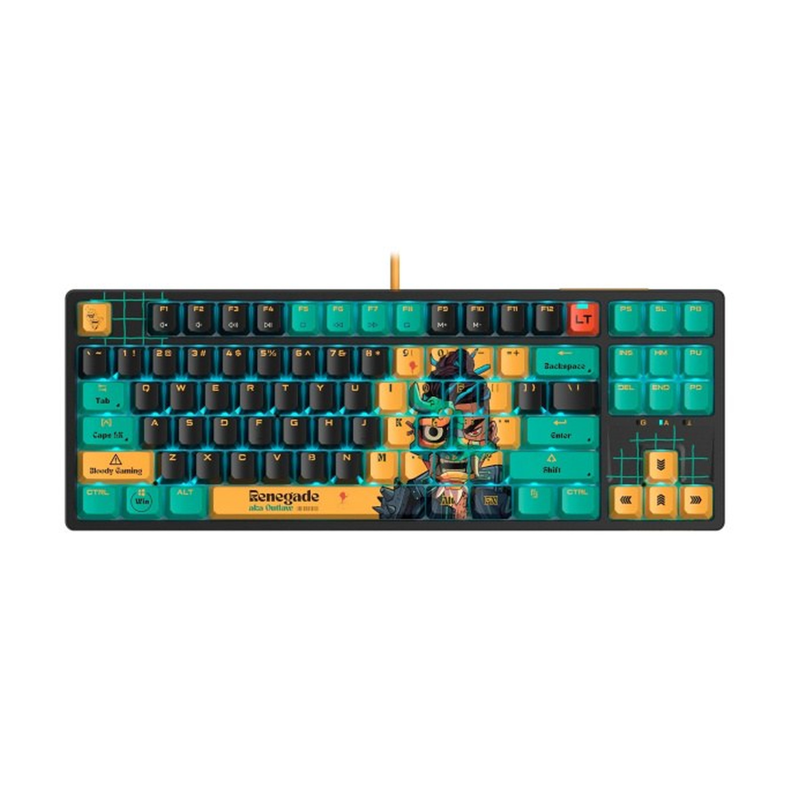 механическая клавиатура A4Tech Bloody AT87 Renegade, USB, Зеленый, Желтый, Черный [AT87]