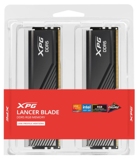 оперативная память DDR5 32 ГБ (2×16 ГБ) ADATA LANCER BLADE RGB, 6000 МГц, [AX5U6000C4816G-DTLABRWH]